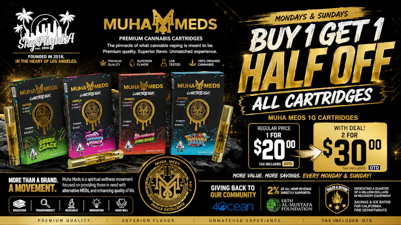 SkyhighLA TWO 1g MUHAMEDS Carts for $30 OTD! @ SkyHigh LA