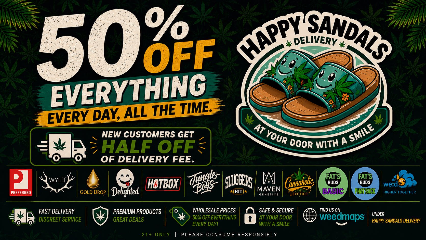Happy Sandals Delivery 50% Off Plus Half Off Delivery For New Customers