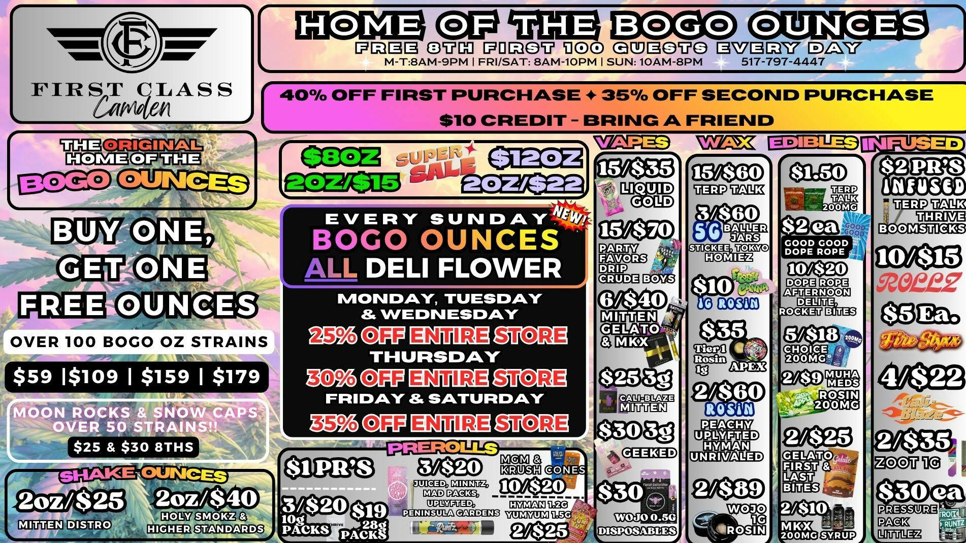 First Class Camden (formerly Dispo) 💨BOGO OUNCES💨✶OVER 300 STRAINS!✶💨2OZ/$15✶💨