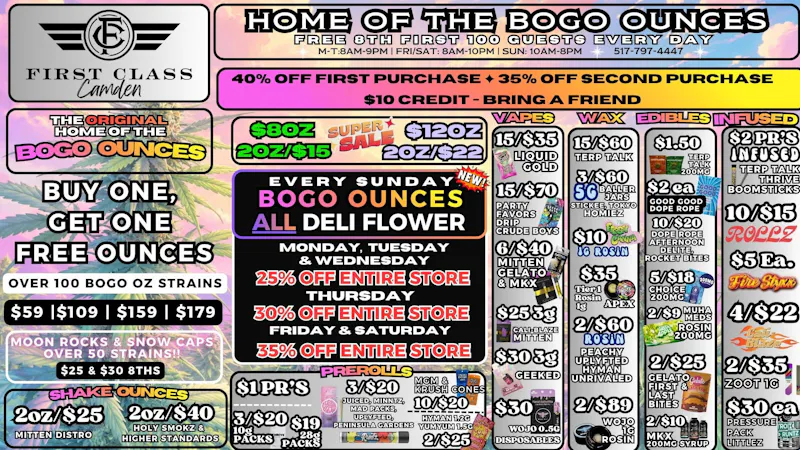 First Class Camden (formerly Dispo) 💨BOGO OUNCES💨✶OVER 300 STRAINS!✶💨2OZ/$15✶💨