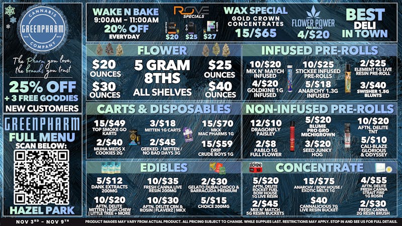 Green Pharm - Hazel Park - Recreational 🦃🍗50% OFF First Time Customers!🍗🦃
