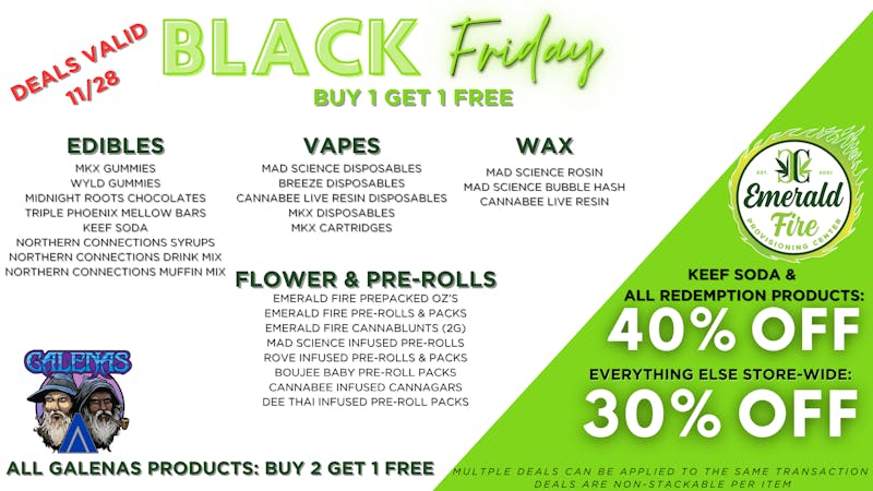 Emerald Fire Provisioning Center- Coleman Black Friday Specials at Emerald Fire!
