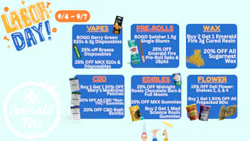 Emerald Fire Provisioning Center- West Branch Labor Day Weed Deals!