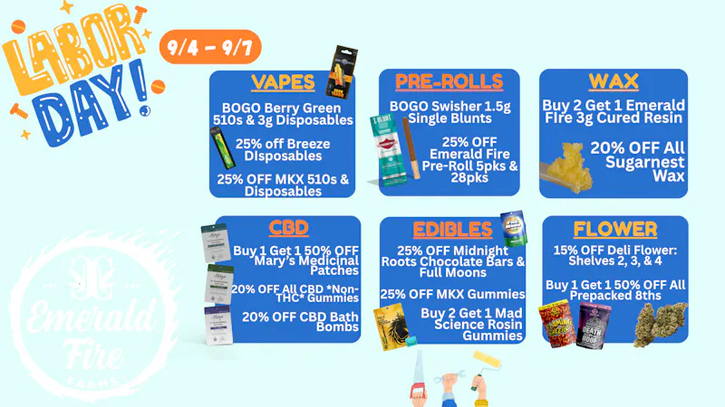 Emerald Fire Provisioning Center- West Branch Labor Day Weed Deals!