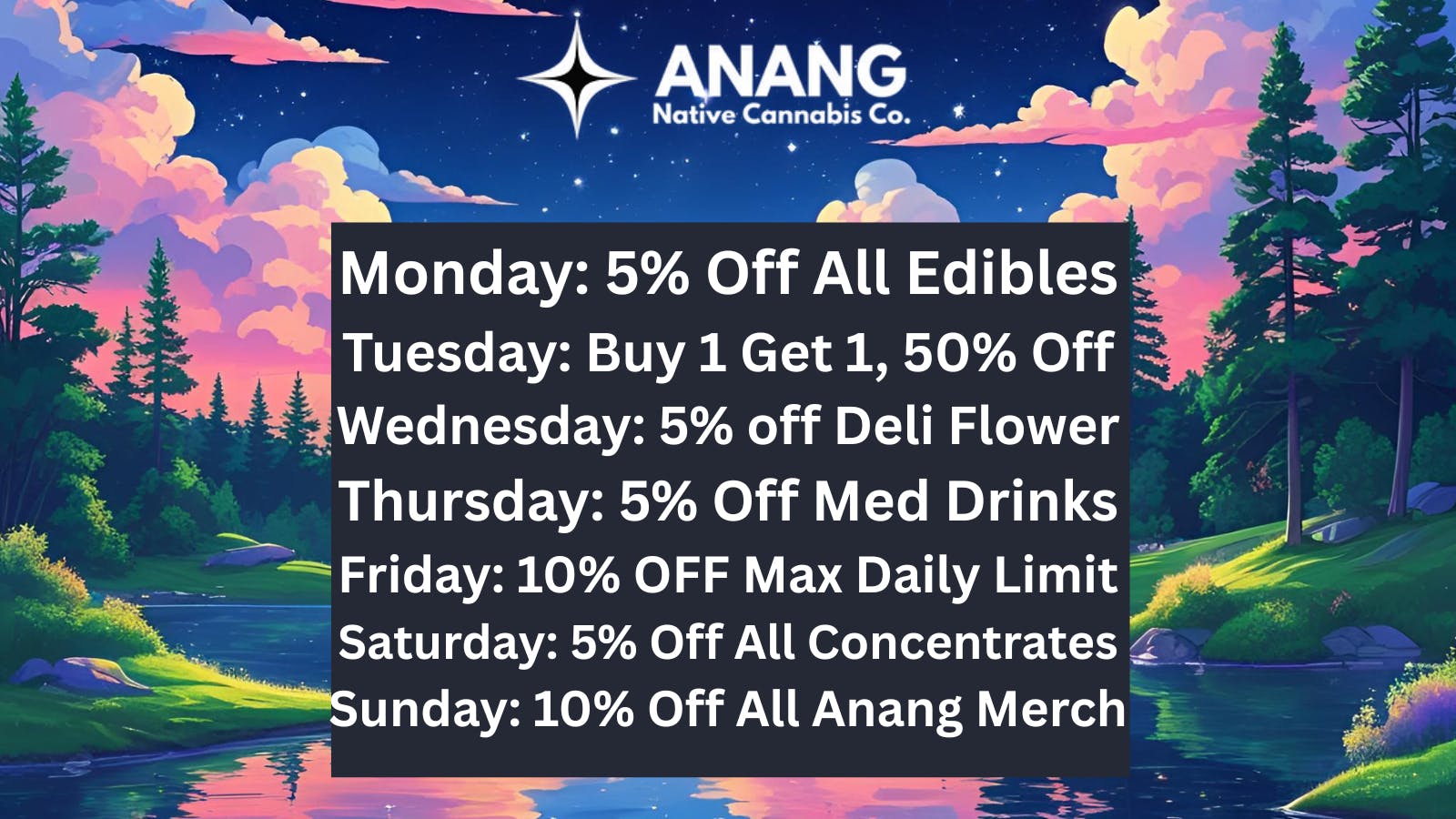 ANANG Native Cannabis Co. Daily Deals Starting at 5% Off