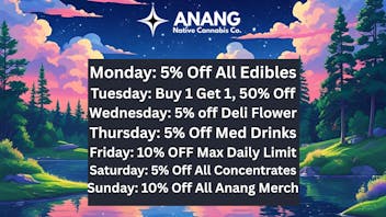 ANANG Native Cannabis Co. Daily Deals Starting at 5% Off