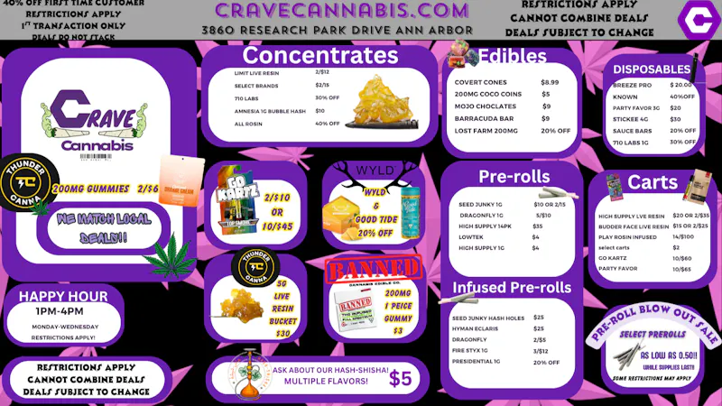 Crave Ann Arbor DEALS AT CRAVE ANN ARBOR