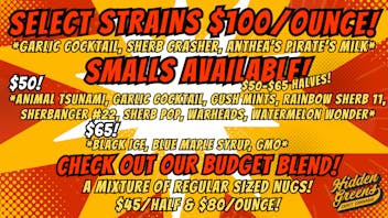 Hidden Greens - South Portland $100 Ounces! $50-$65 Smalls Halves! New Dispos!