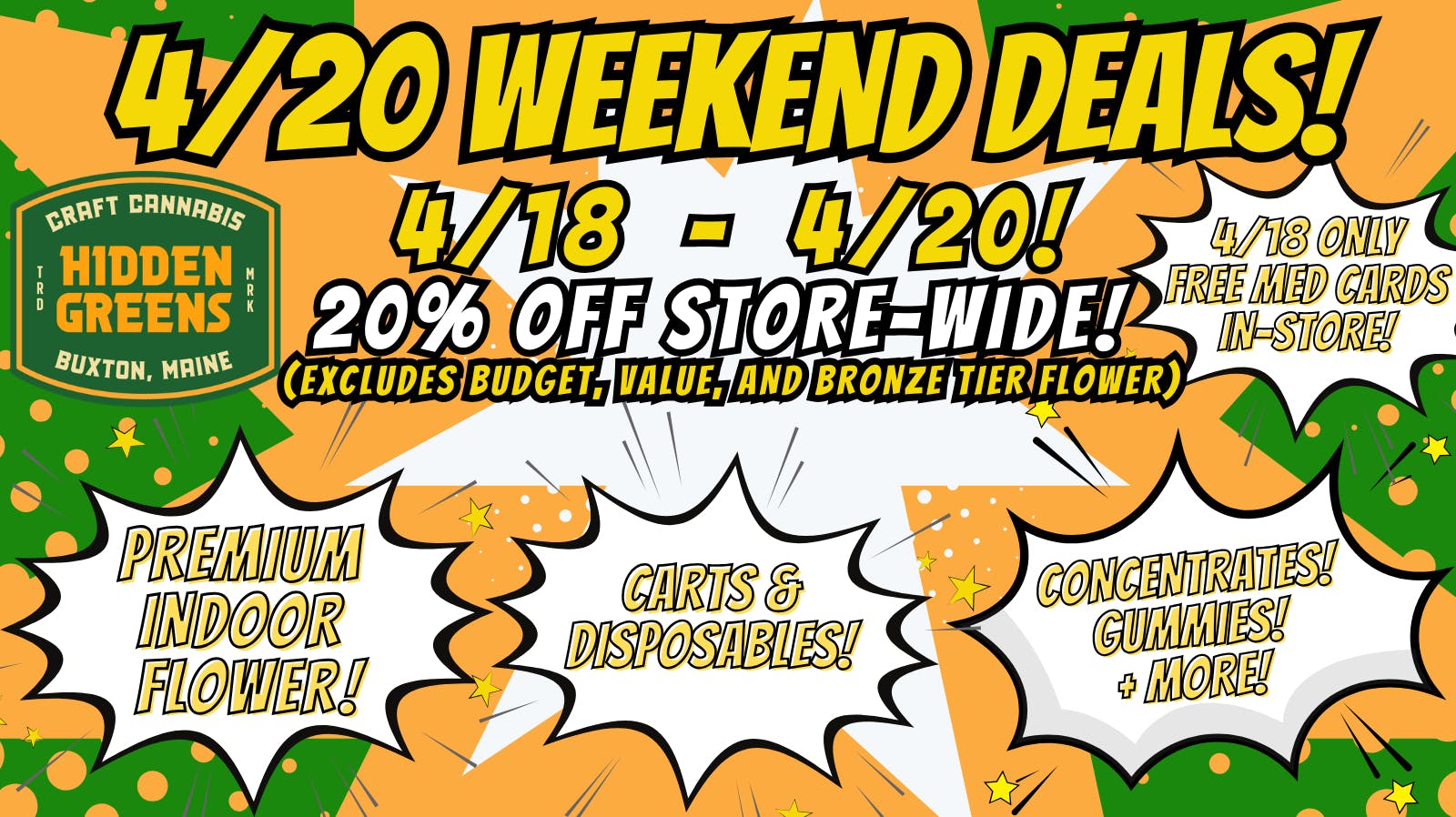 Hidden Greens - South Portland 4/20 WEEKEND DEALS!