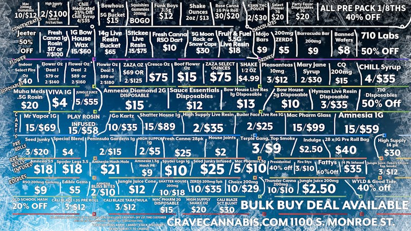 Crave Cannabis Fire Deals All Week!