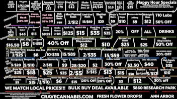 Crave Ann Arbor Pre Rolls 1g 28/$30, 710 50% Off