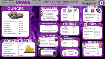 Crave Cannabis FIRST, SECOND AND THIRD VISIT BONUSES ONLY @ CRAVE