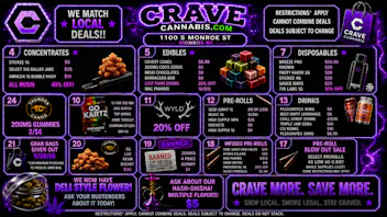 Crave Cannabis FIRSTAND SECOND VISIT BONUSES ONLY @ CRAVE