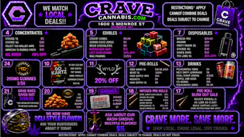 Crave Cannabis FIRSTAND SECOND VISIT BONUSES ONLY @ CRAVE