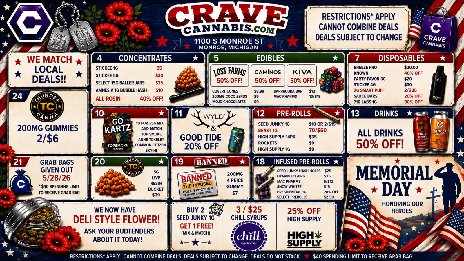 Crave Cannabis BEST DEALS IN MONROE ONLY @ CRAVE