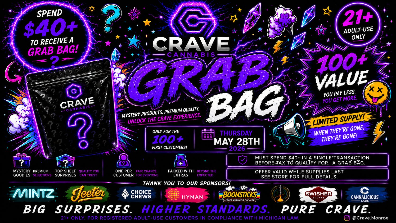 Crave Cannabis FREE GRAB BAG WORTH $150+