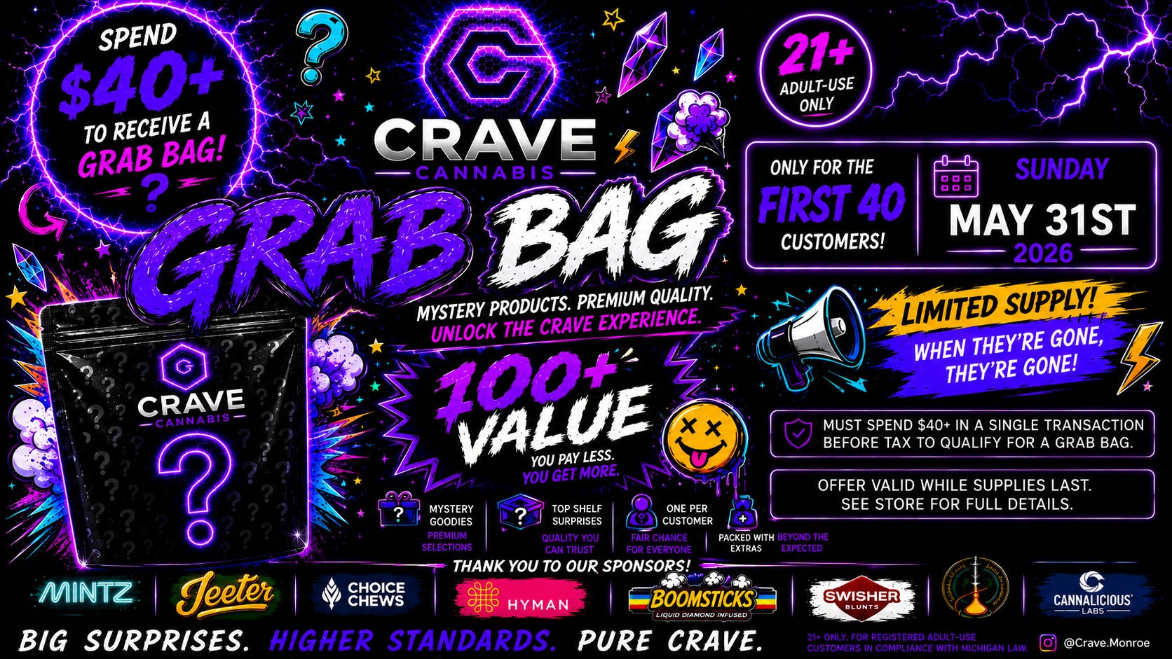 Crave Cannabis FREE GRAB BAG WORTH $150+
