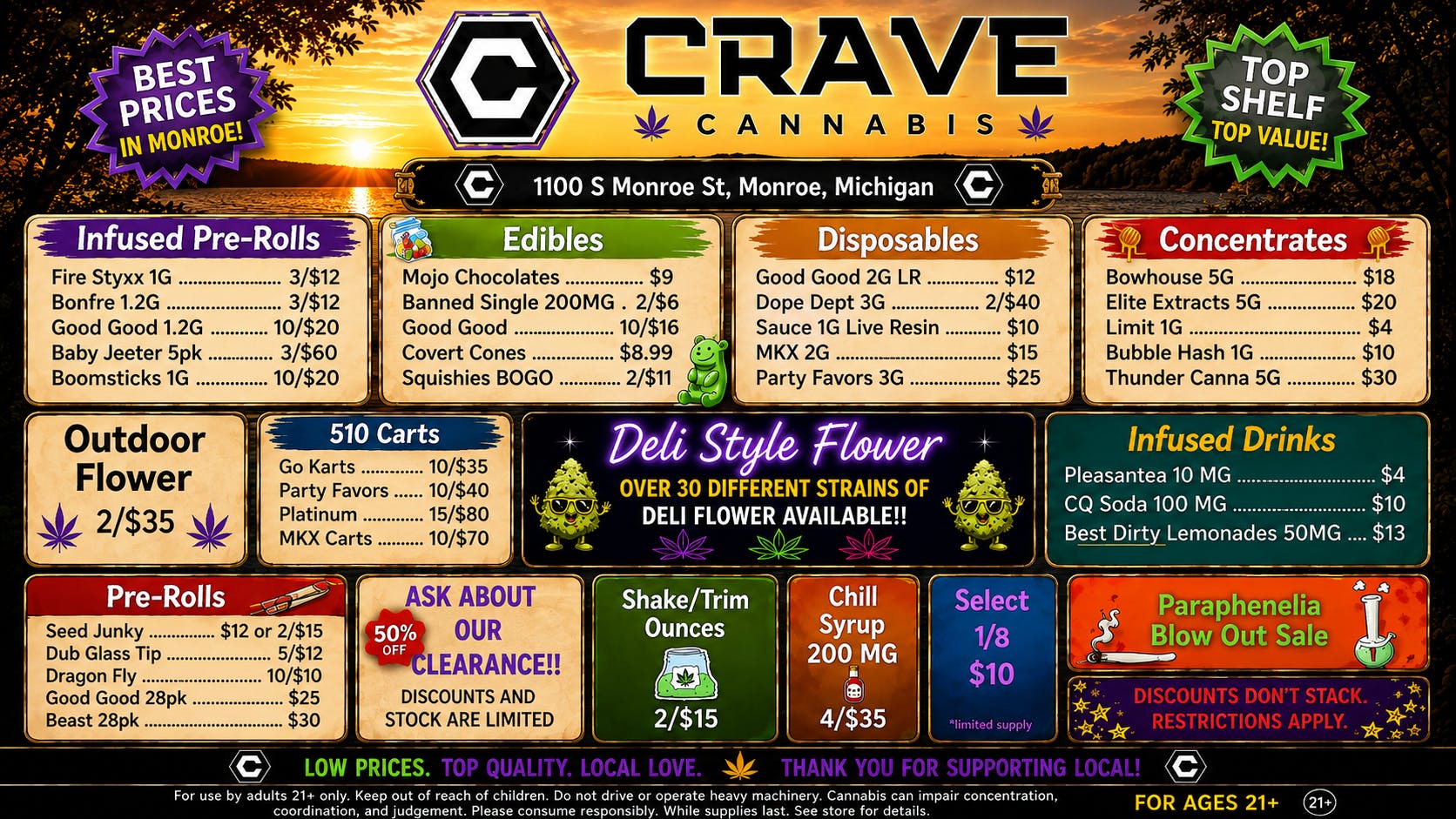 Crave Cannabis SHORT LINES GREAT CUSTOMER SERVICE.COME SHOP HERE!