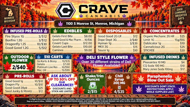 Crave Cannabis SHORT LINES GREAT CUSTOMER SERVICE.COME SHOP HERE!