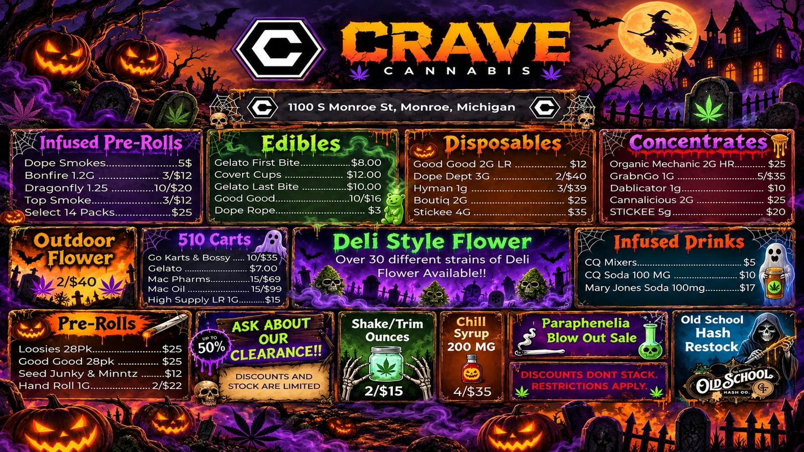 Crave Cannabis Infused Prerolls 3/$10, 3/$12, 5/$12, 10/$20