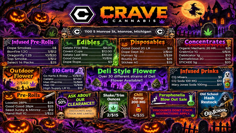 Crave Cannabis Infused Prerolls 3/$10, 3/$12, 5/$12, 10/$20