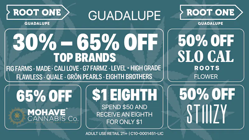 Root One - Guadalupe $1 Eighth and Up to 65% Off Top Brands