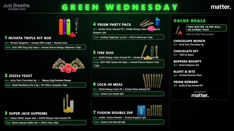 Just Breathe Binghamton GREEN WEDNESDAY DEALS