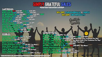 Scorpion Grass SIMPLY GRATEFUL SALES - CARTS, DABS, EDIBLES!