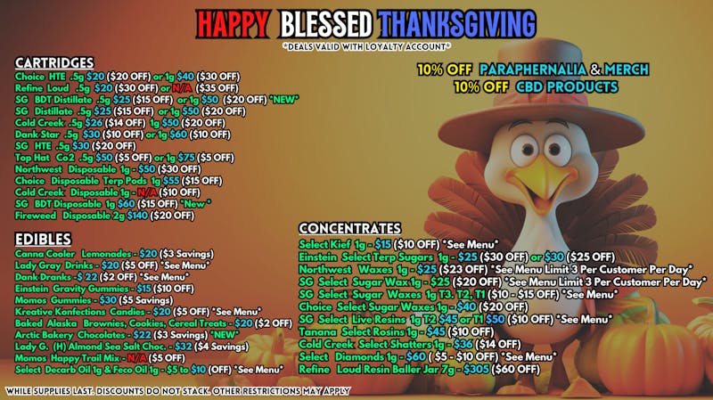 Scorpion Grass HAPPY BLESSED THANKSGIVING - CARTS, DABS, EDIBLES!