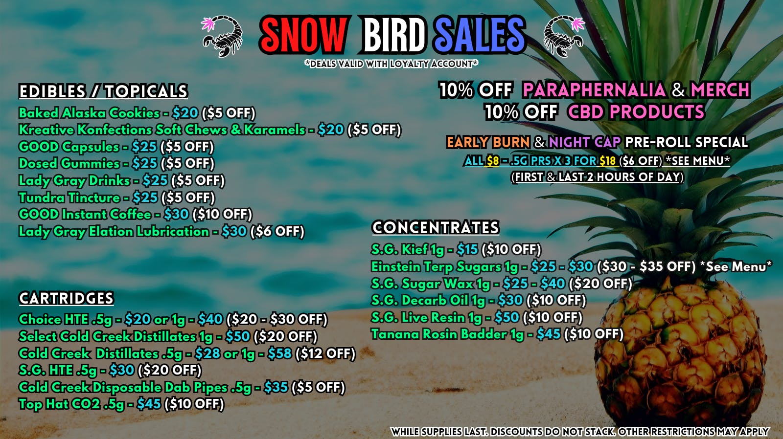 Scorpion Grass - South Anchorage SNOW BIRD SALES - CARTS, DABS, EDIBLES!