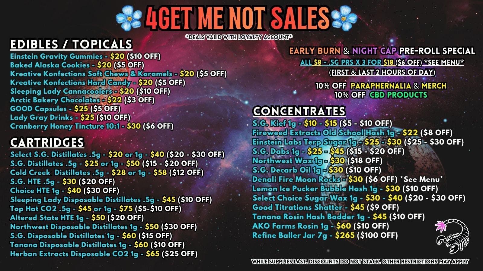 Scorpion Grass - South Anchorage 4GET ME NOT SALES - CARTS, DABS, AND EDIBLES!