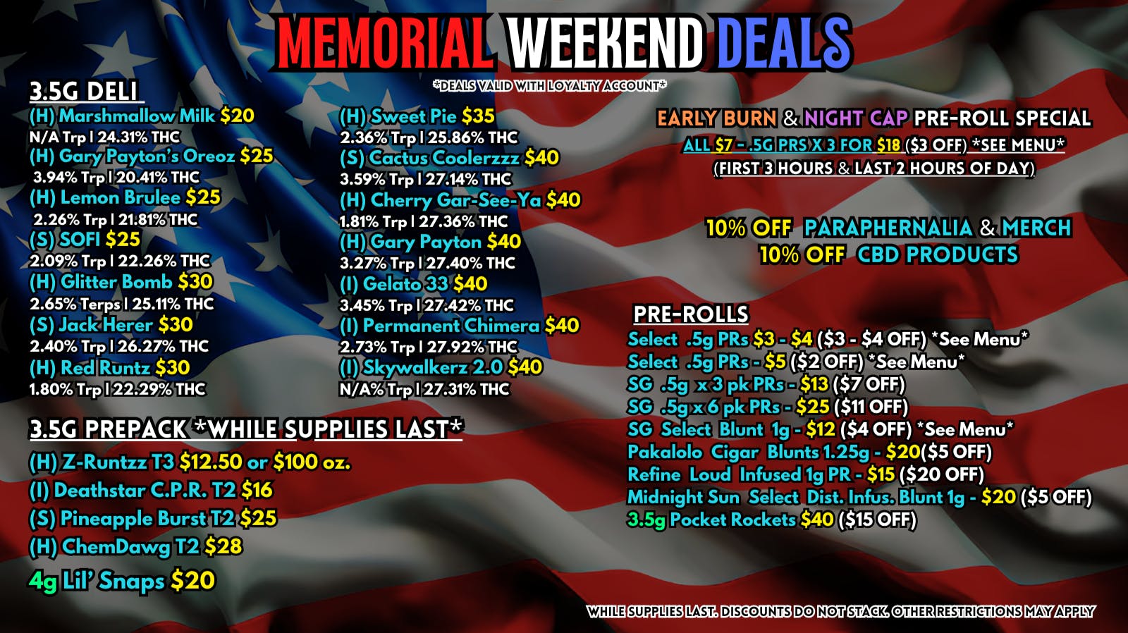 Scorpion Grass Memorial Weekend Deals! Flower and Pre-rolls!