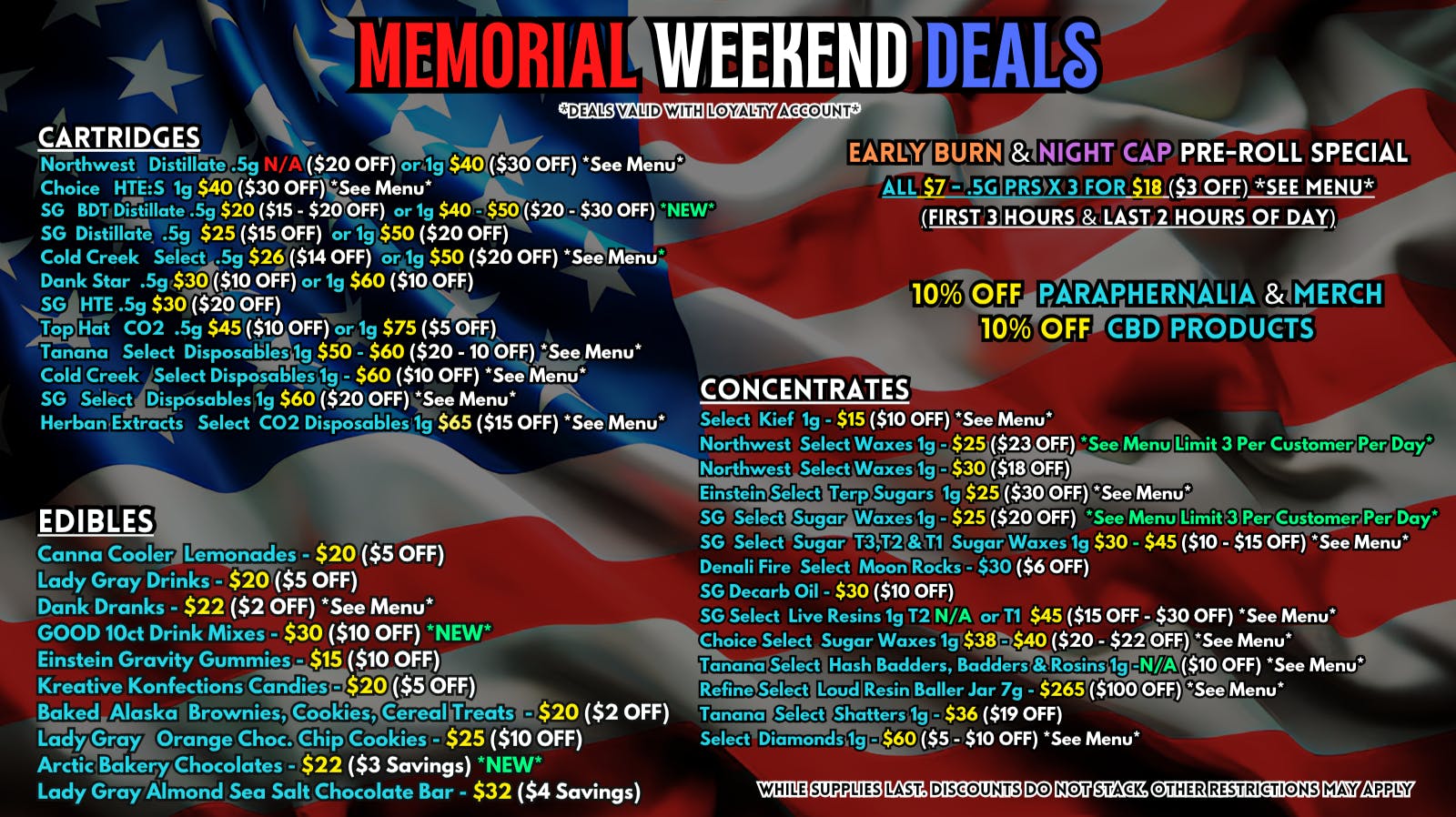 Scorpion Grass Memorial Weekend Deals! Carts, Dabs, and Edibles!
