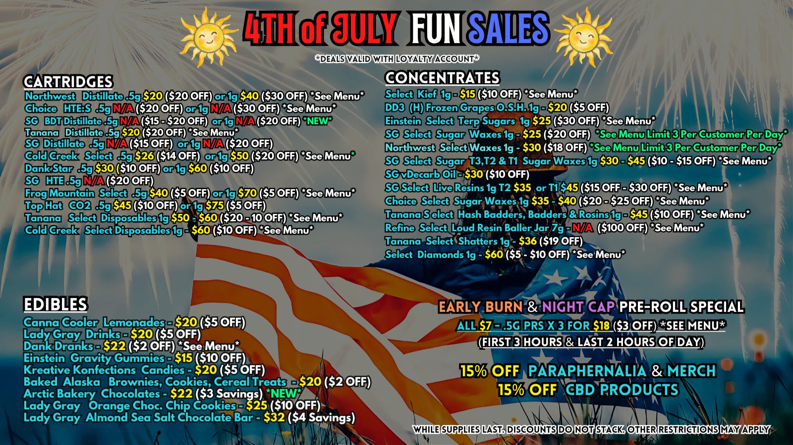 Scorpion Grass 4th Of July Fun Sales! Carts, Dabs, and Edibles!