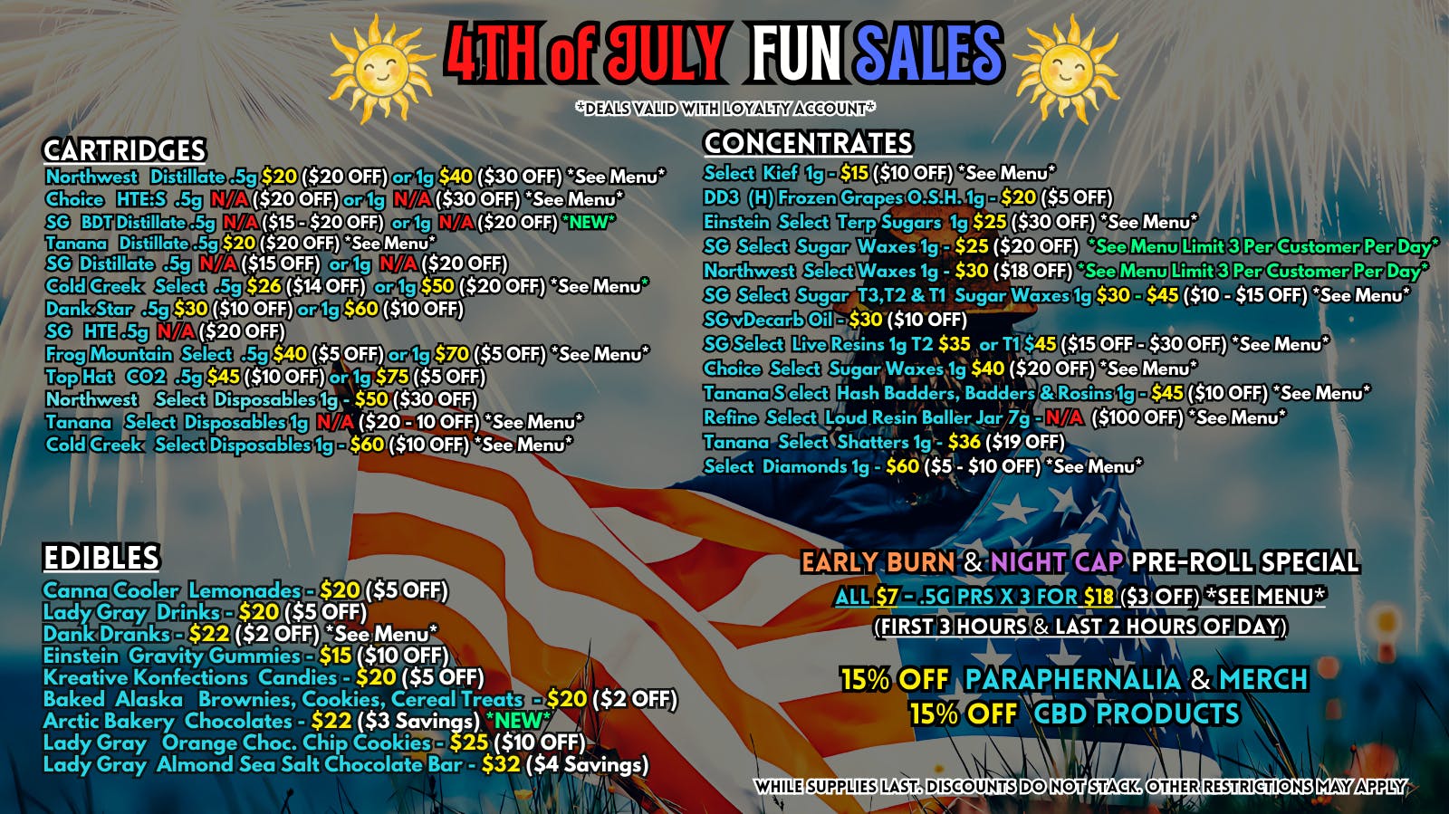 Scorpion Grass 4th Of July Fun Sales! Carts, Dabs, and Edibles!