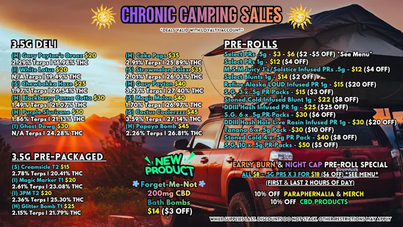 Scorpion Grass - South Anchorage CHRONIC CAMPING SALES! FLOWER & PREROLLS!