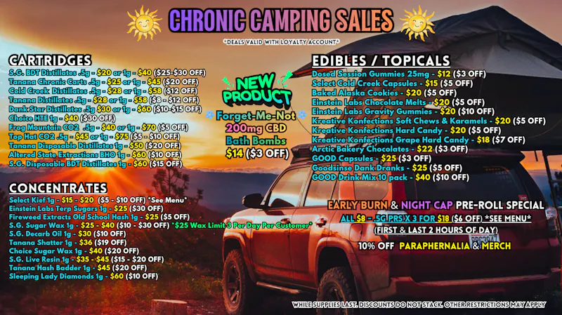Scorpion Grass - South Anchorage CHRONIC CAMPING SALES! CARTS, DABS, & EDIBLES!