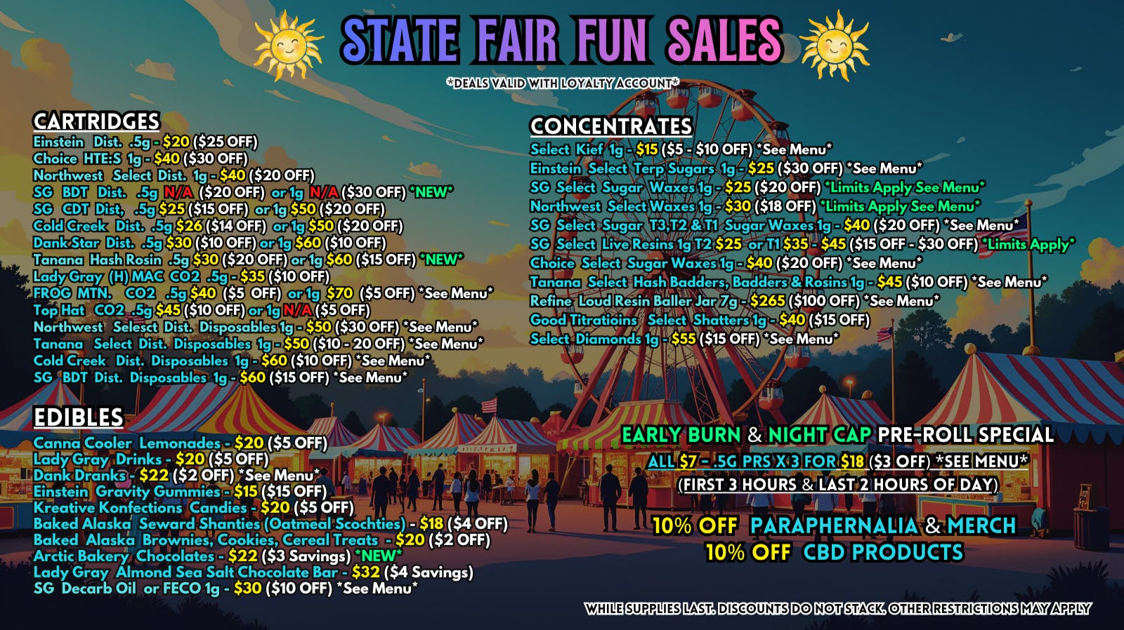 Scorpion Grass State Fair Fun Sales! Carts, Dabs, and Edibles!