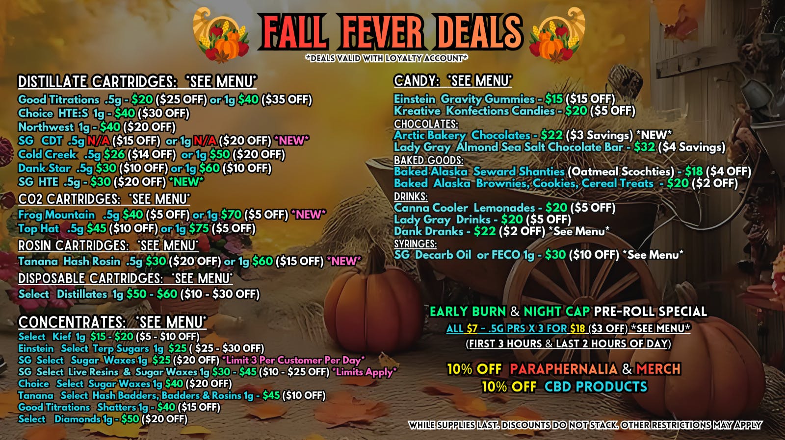 Scorpion Grass FALL FEVER DEALS! Carts, Dabs, and Edibles!