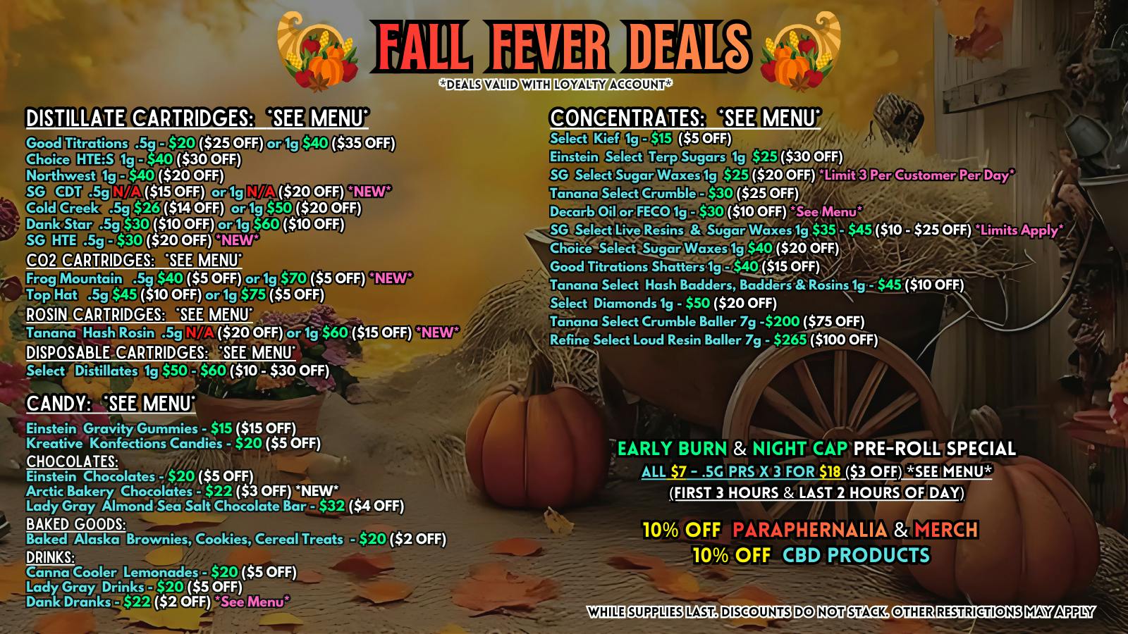 Scorpion Grass FALL FEVER DEALS! Carts, Dabs, and Edibles!