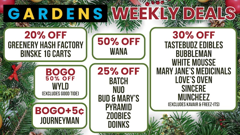 Sunnyside Gardens December 18th - 25th Weekly Deals