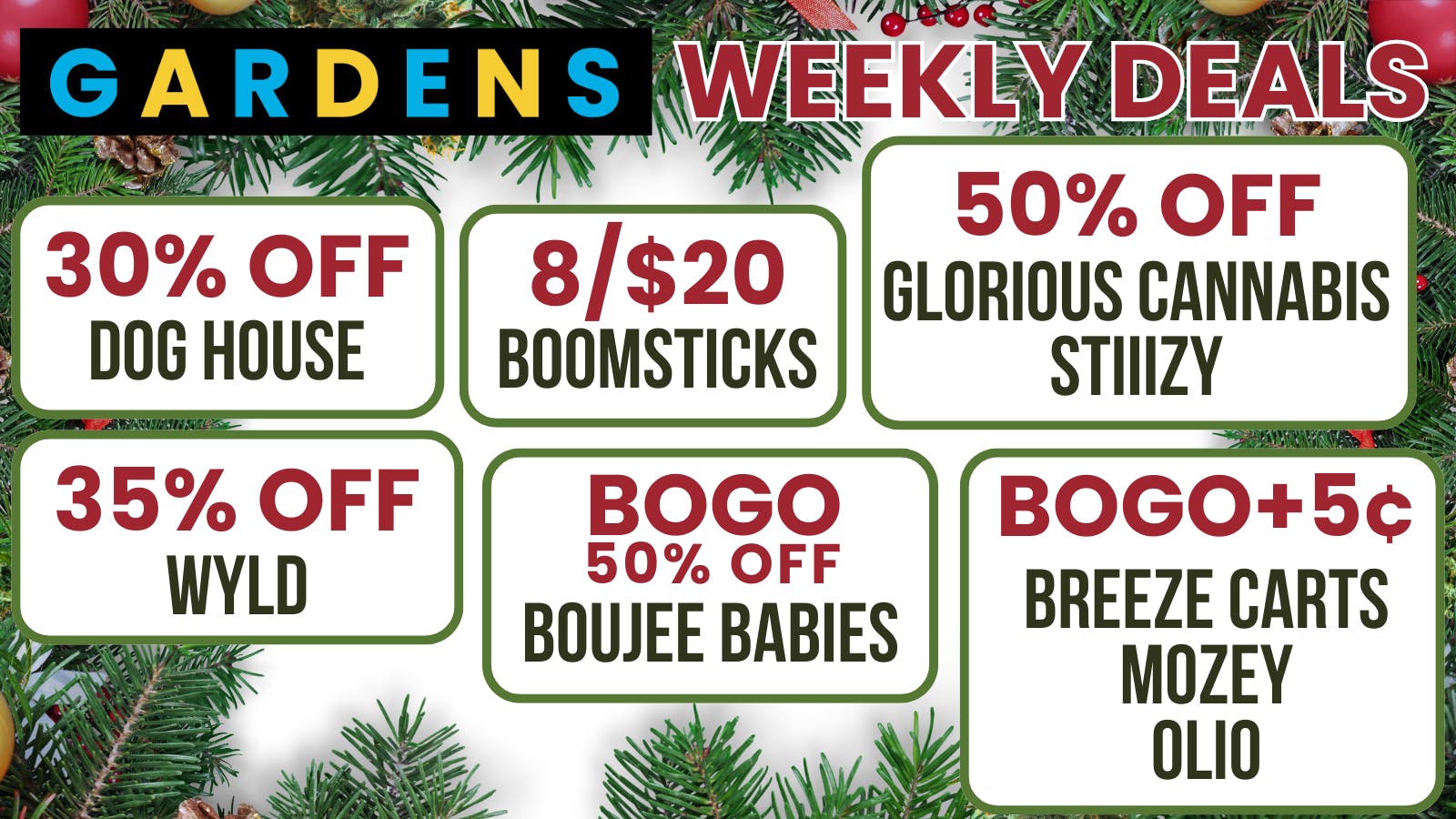 Urban Gardens December 18th - 25th Weekly Deals