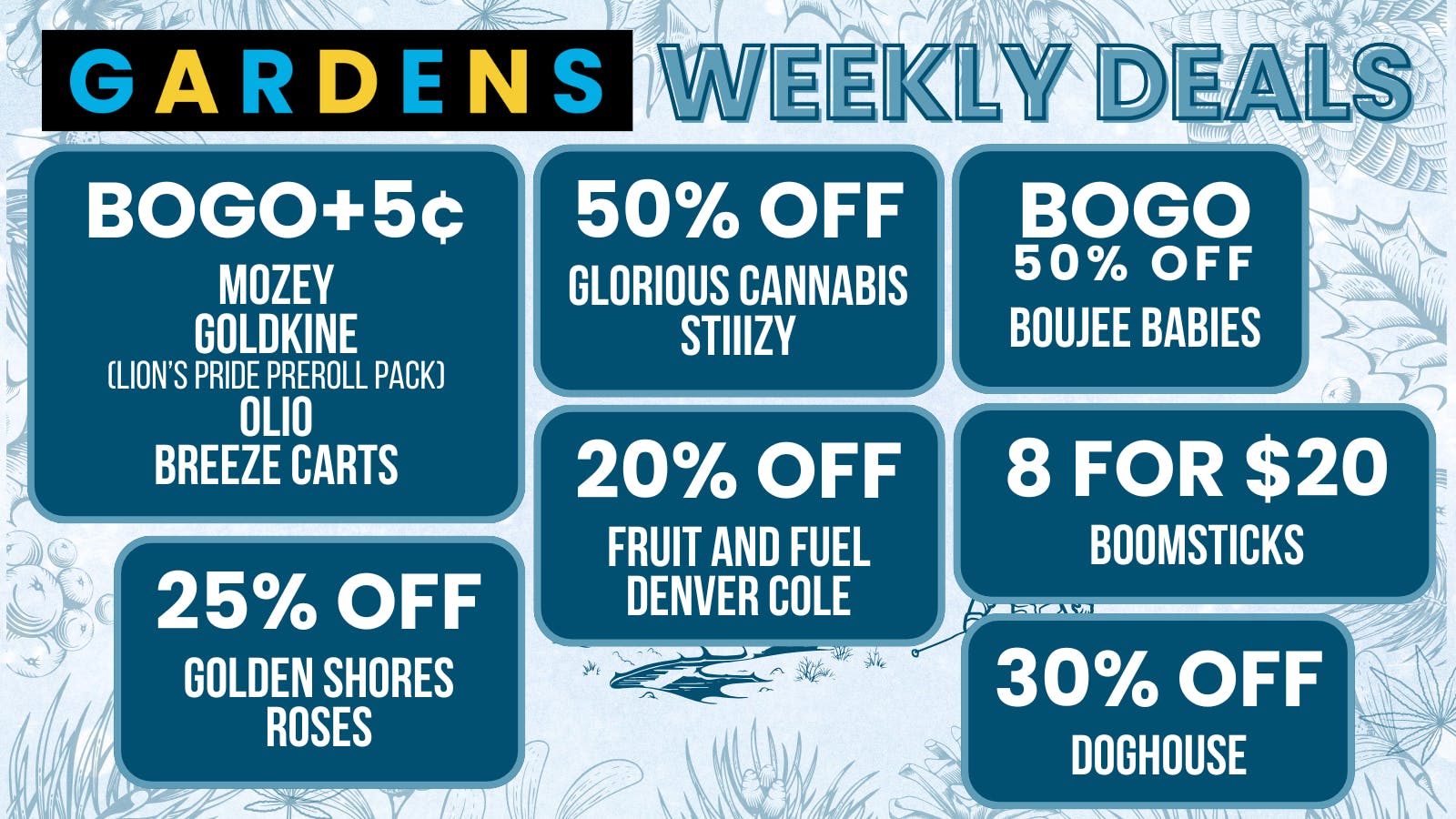 Urban Gardens Weekly Deals January 1st - January 8th