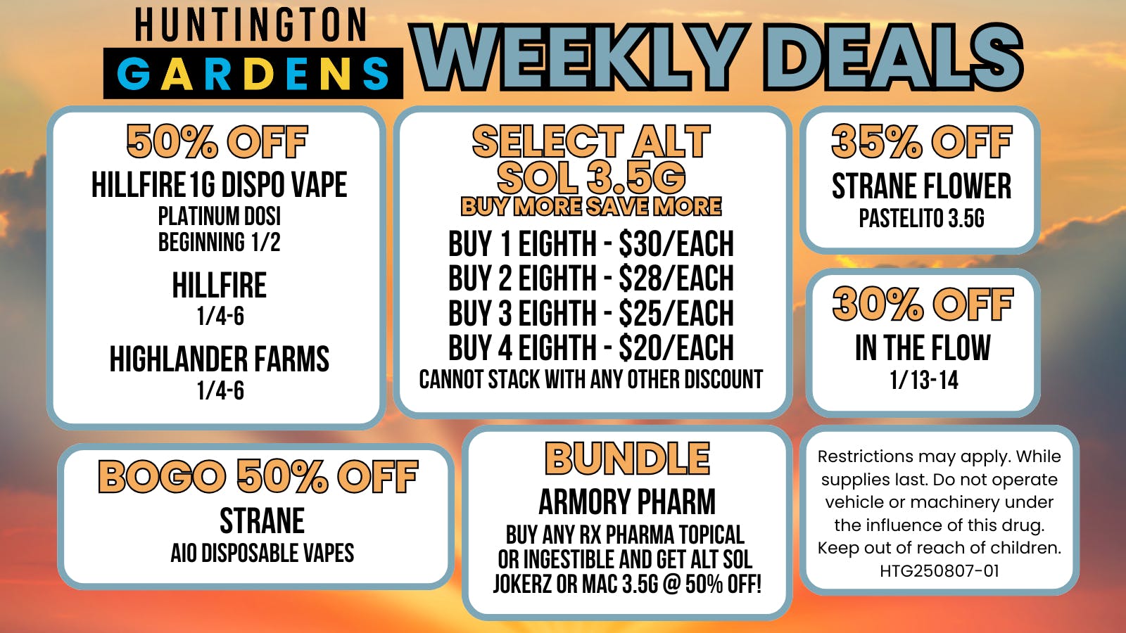 Huntington Gardens Weekly Deals January 1st - January 8th