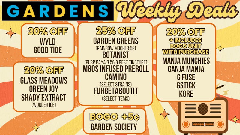 Garfield Gardens Dispensary Weekly Deals January 8th - 15th