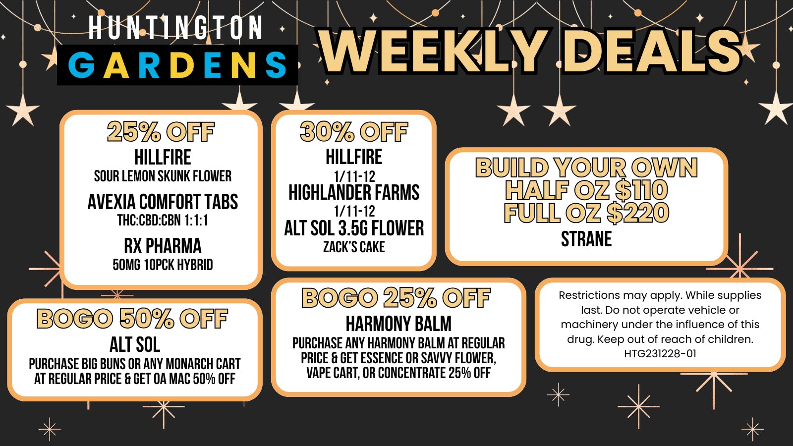Huntington Gardens Weekly Deals January 8th - 15th