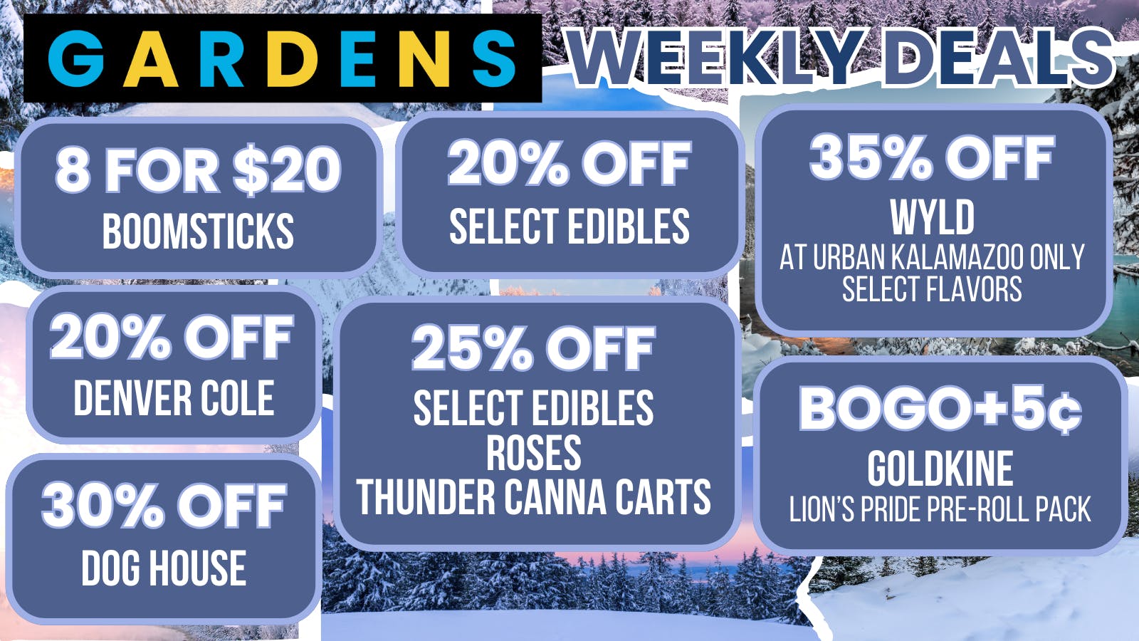Urban Gardens Weekly Deals January 22nd - 29th