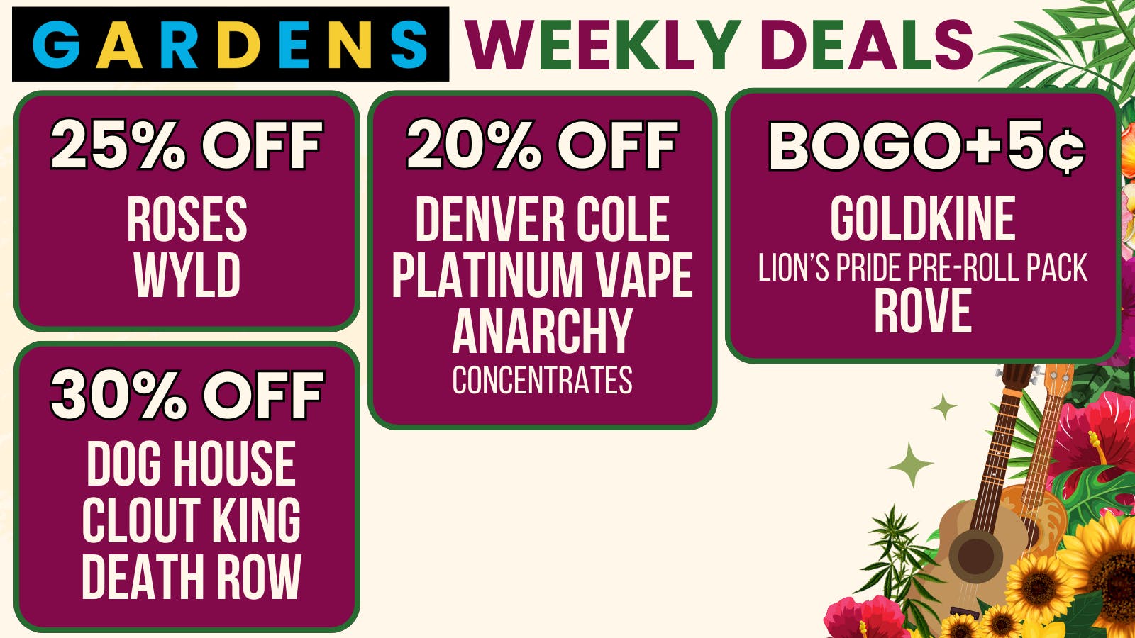 Courtside Gardens Weekly Deals January 29th - Feb 5th