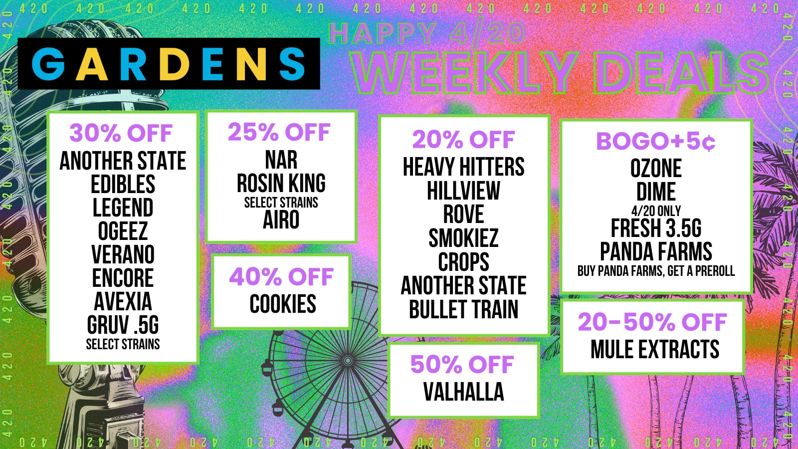 Garfield Gardens Dispensary Weekly Deals April 16th - 23rd