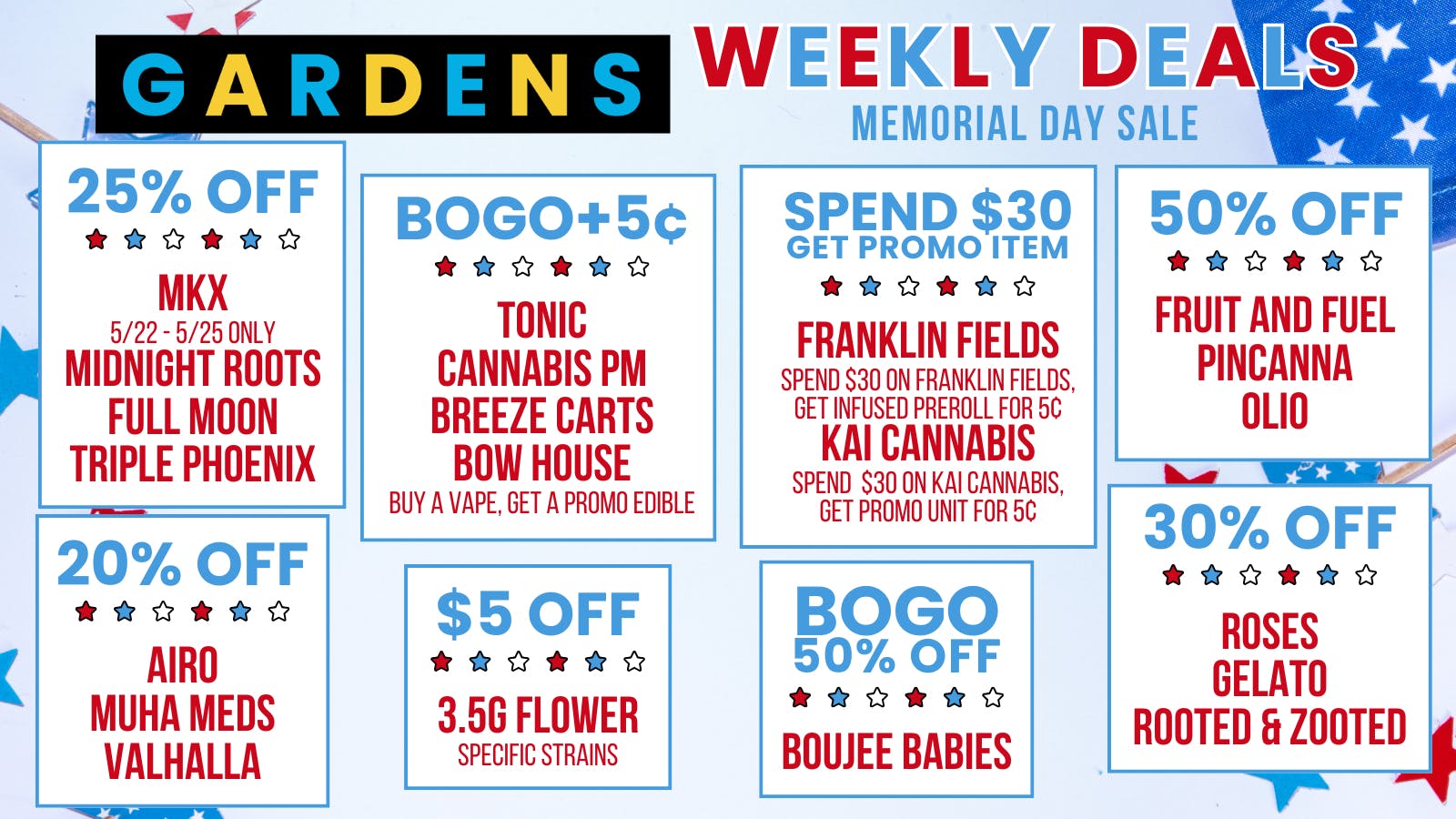 Urban Gardens Weekly Deals May 21st - 28th